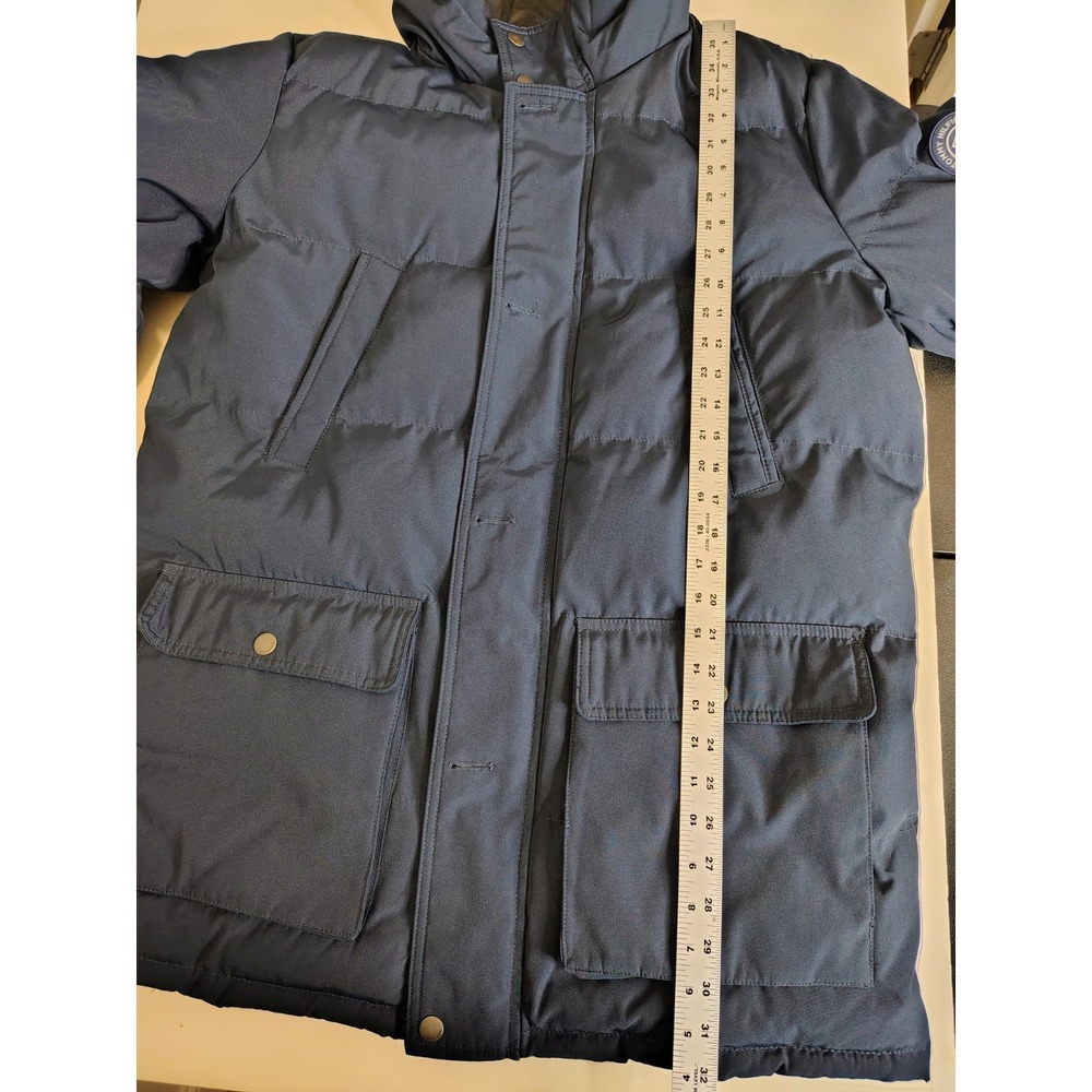 Tommy Hilfiger Coat Mens Size L Blue Hooded Puffer Parka Insulated Zip Winter - Picture 10 of 10
